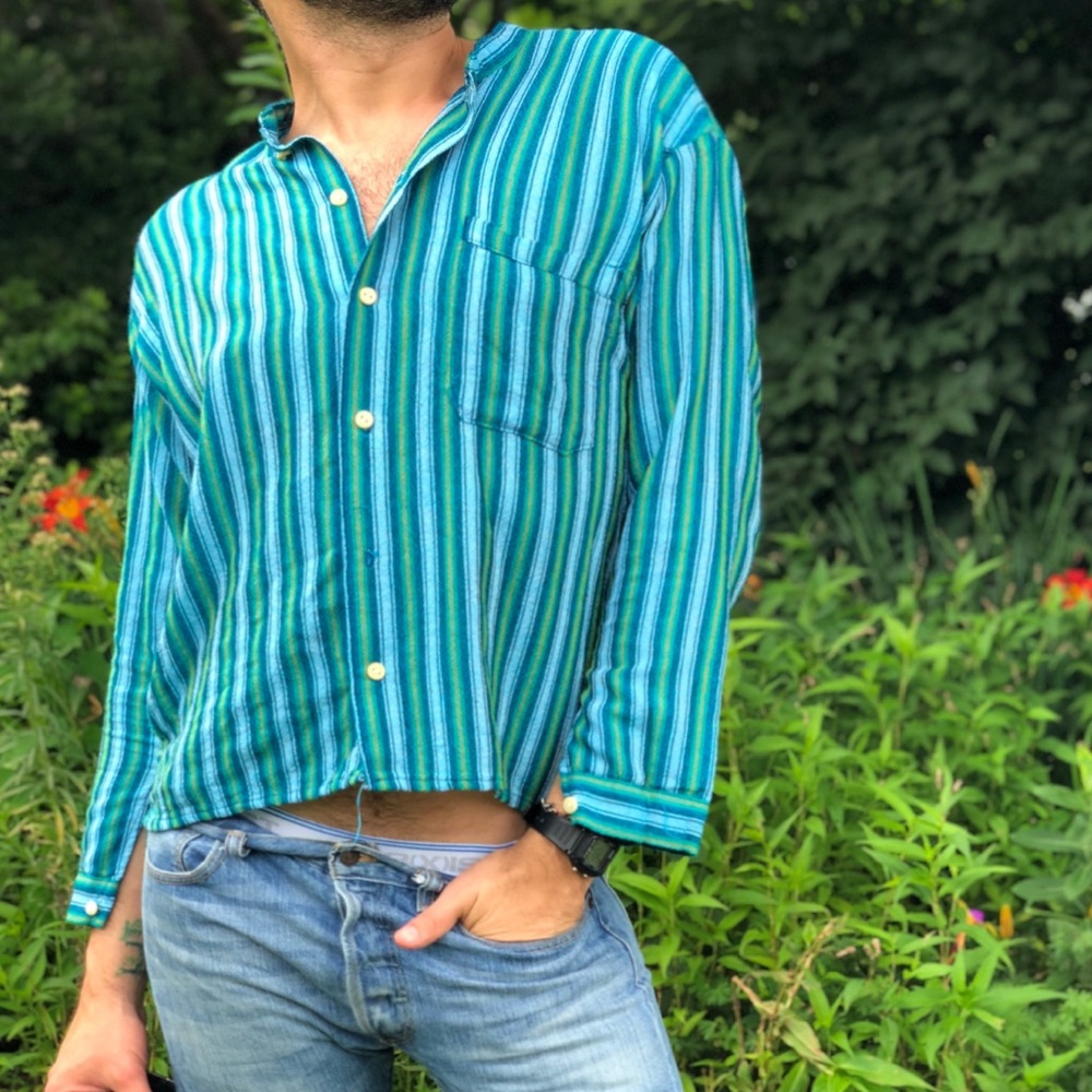 Vertical stripes 70s vintage long sleeves shirt